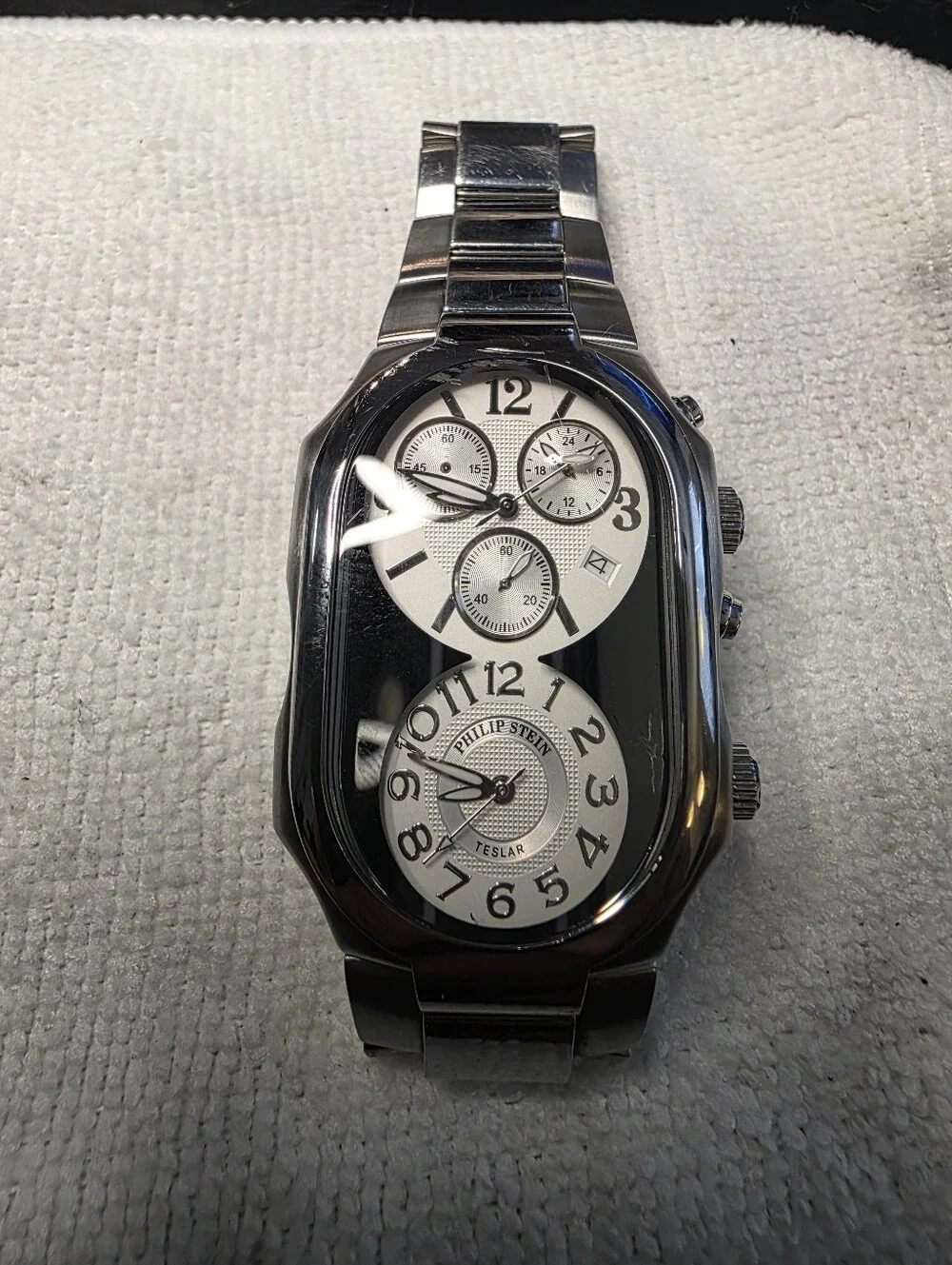 Philip Stein Signature XL Dual Time Zone Watch – Size 3 (3TF)